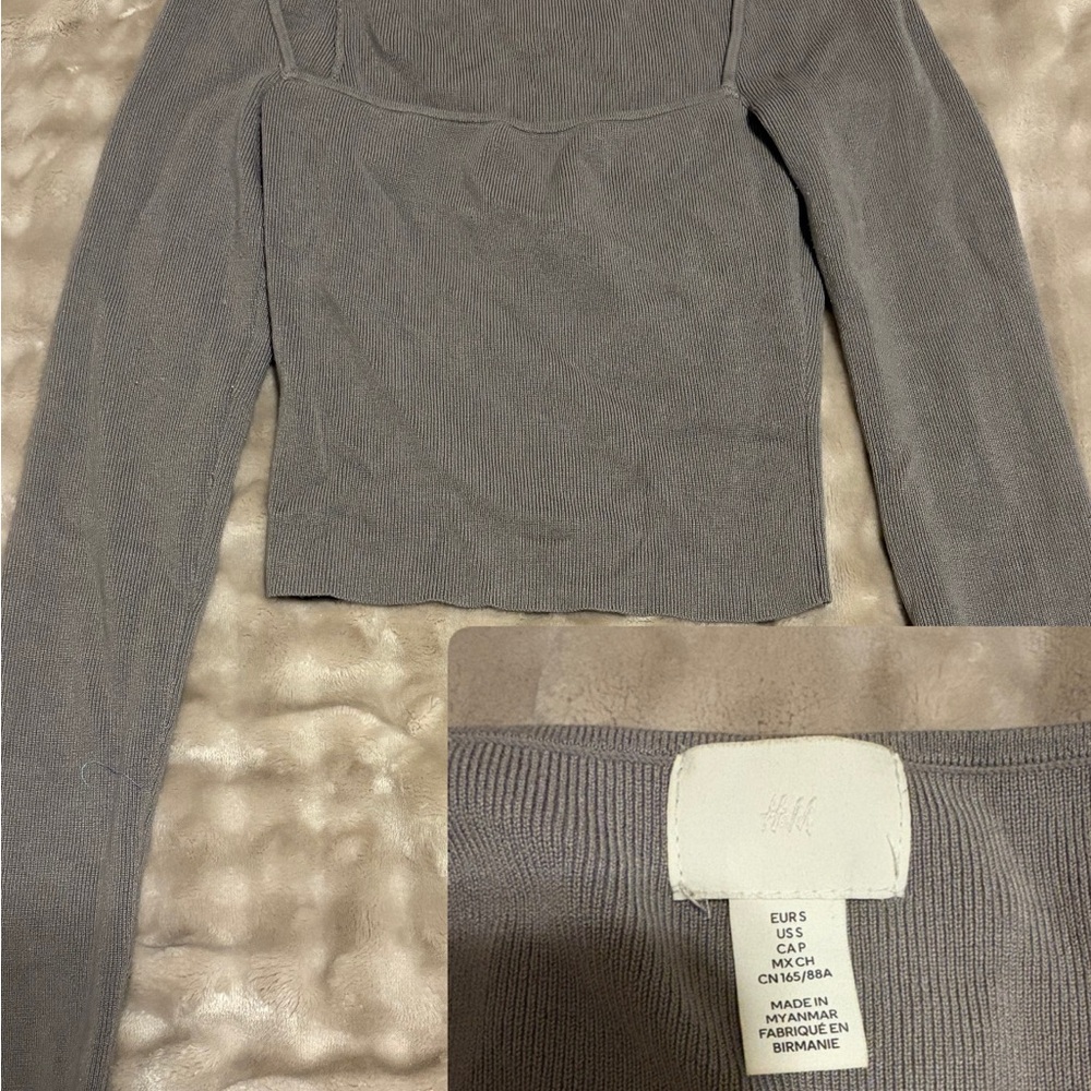 H&M Charcoal Long Sleeve Knit Top